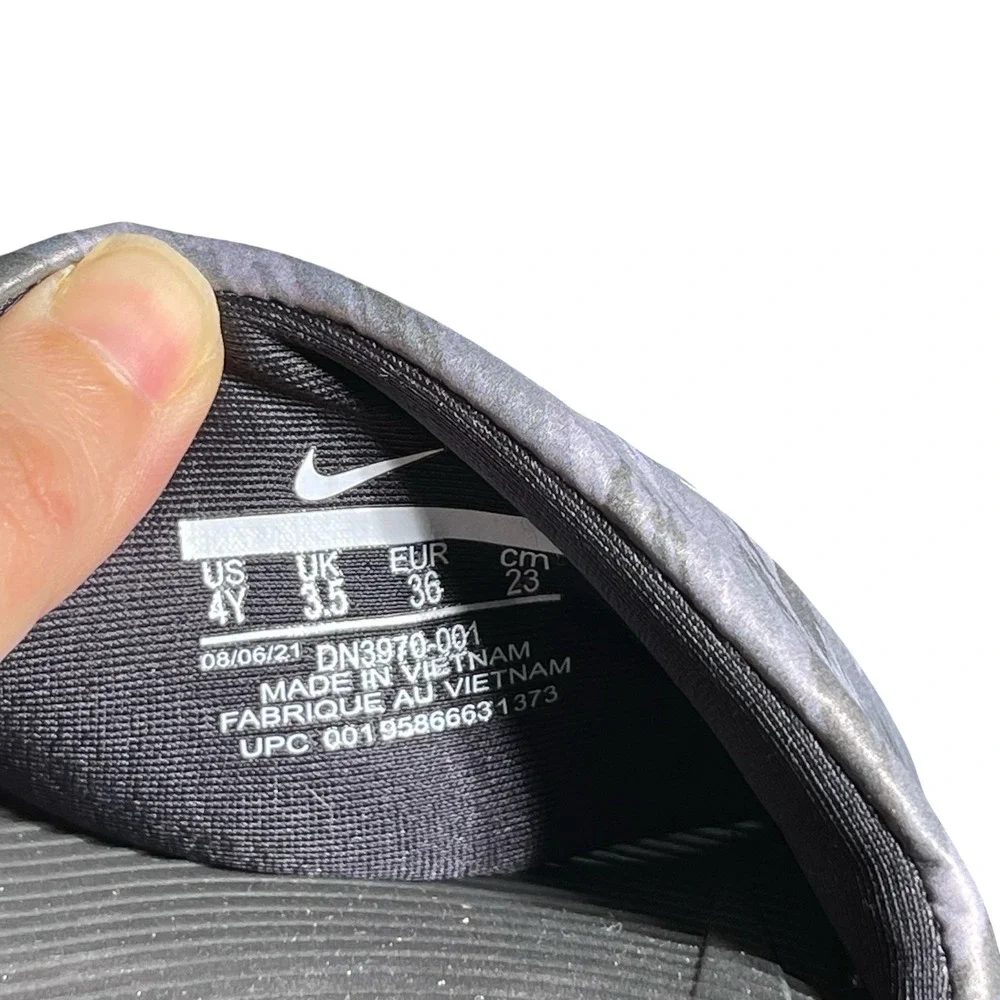 Nike Kawa Kids Slides Black Grey Patterned Sandals DN3970-001 Size 4Y